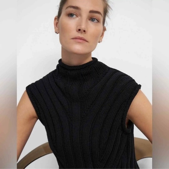 Theory Moving Rib Shell Sweater Looped Cotton Sleeveless Top Size S - Picture 9 of 9